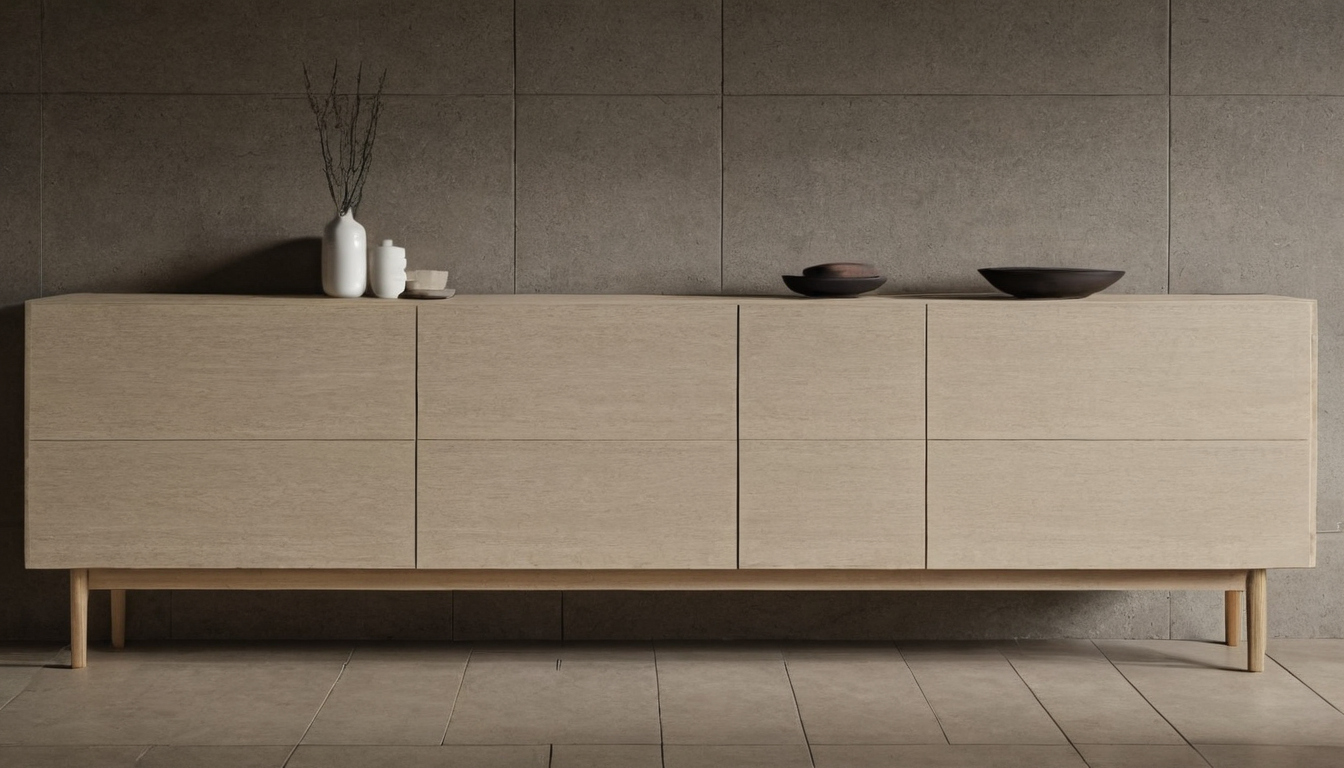 How do you calculate the wall-to-table space required for a sideboard and occupied dining chairs planning reference